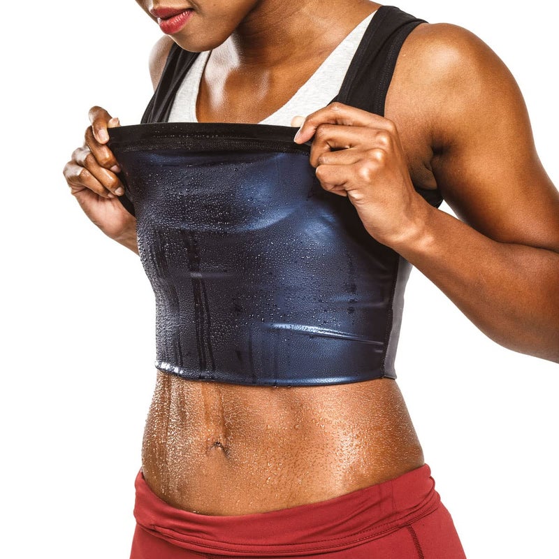 Sweat Shaper Women's Premium Workout Tank Top Slimming Polymer Sauna Vest (Large-X-Large  Black)